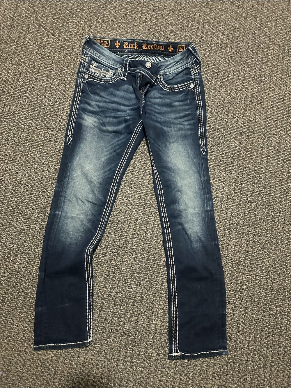 Rock Revival Women's Navy Blue Skinny Jeans with Contrast Stitching